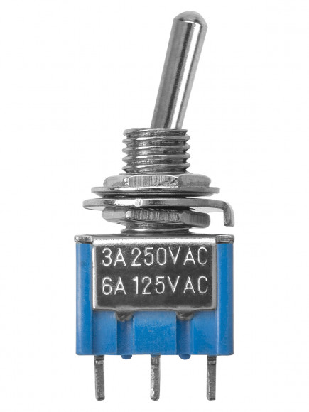 Переключатель-тумблер MTS-203-A2 Micro 2P 250В AC/DC 3А (6c) ON-OFF-ON с фиксацией TDM
