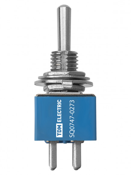 Переключатель-тумблер MTS-203-A2 Micro 2P 250В AC/DC 3А (6c) ON-OFF-ON с фиксацией TDM