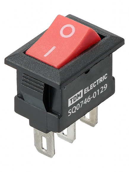 Выключатель клавишный KCD11-102 250В AC/DC, 1P, 3А, (3с), ON-ON, черный корпус, красная клавиша, Micro TDM Выключатель клавишный KCD11-102 250В AC/DC, 1P, 3А, (3с), ON-ON, черный корпус, красная клавиша, Micro TDM
