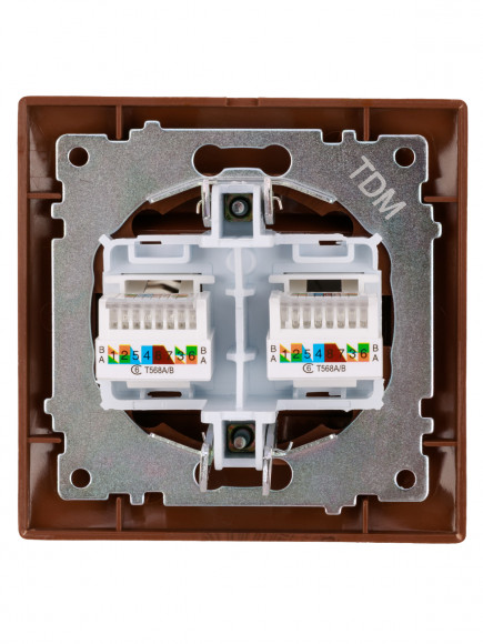 Розетка компьютерная двойная RJ45 венге "Лама" TDM