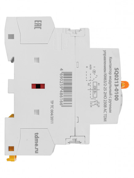 Контактор модульный с ручным управлением КМ63/2-25 2НО 230В АС TDM