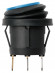 Выключатель клавишный круглый KCD2-101N/FS 250В AC/DC, 1P, 6А, (3с), ON-OFF, черный корпус, синяя клавиша с LED подсветкой, IP54 TDM