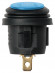 Выключатель клавишный круглый KCD2-101N/FS 250В AC/DC, 1P, 6А, (3с), ON-OFF, черный корпус, синяя клавиша с LED подсветкой, IP54 TDM