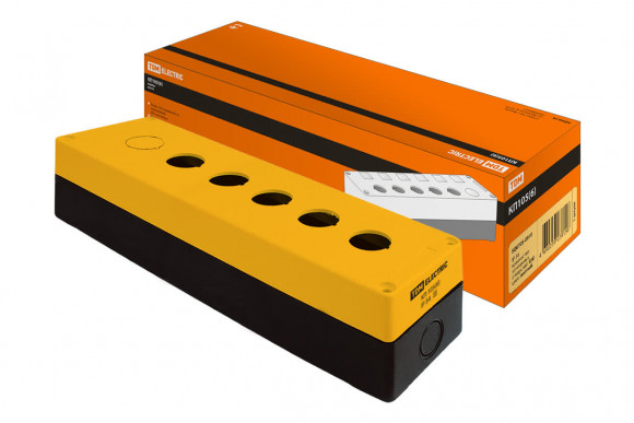 Корпус КП105(6) для кнопок, 5(6) мест, желтый, IP54 TDM Корпус КП105(6) для кнопок, 5(6) мест, желтый, IP54 TDM