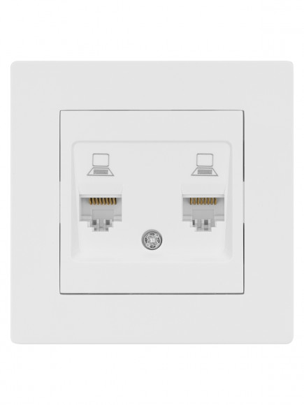 Розетка компьютерная двойная RJ45 белая "Сенеж" TDM
