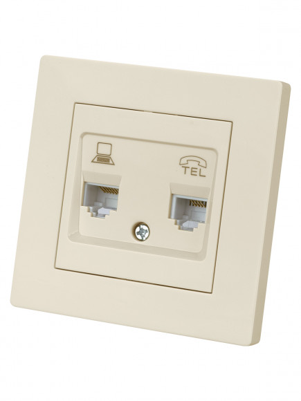 Розетка телефонная RJ11 + компьютерная RJ45 сл. кость "Сенеж" TDM