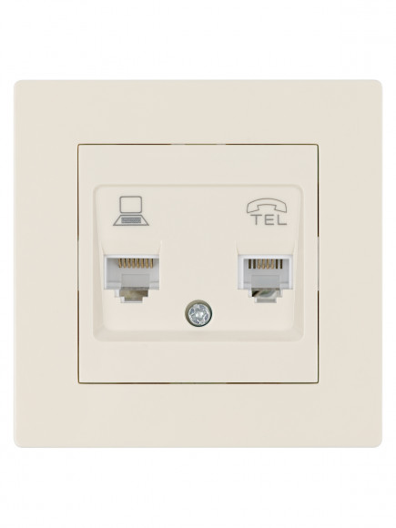 Розетка телефонная RJ11 + компьютерная RJ45 сл. кость "Сенеж" TDM