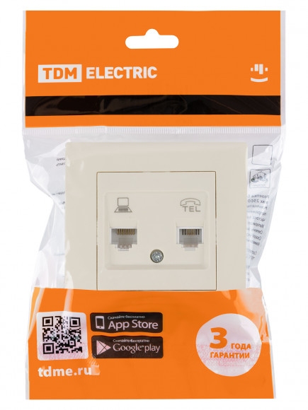 Розетка телефонная RJ11 + компьютерная RJ45 сл. кость "Сенеж" TDM