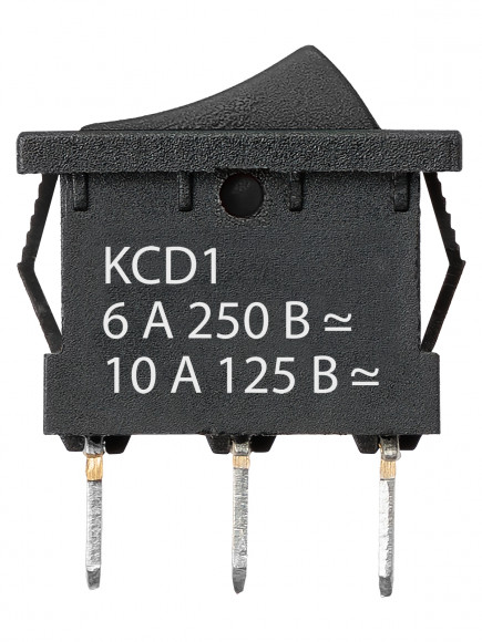 Выключатель клавишный KCD1-102 250В AC/DC, 1P, 6А, (3с), ON-ON, черный, Mini TDM Выключатель клавишный KCD1-102 250В AC/DC, 1P, 6А, (3с), ON-ON, черный, Mini TDM