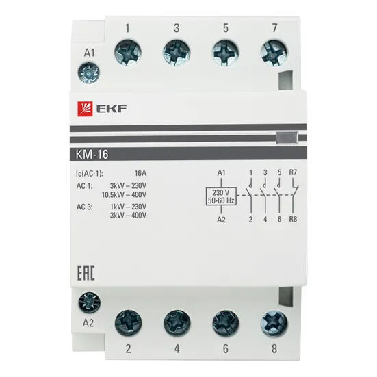 Контактор модульный КМ 16А 2NО+2NC (3 мод.) EKF PROxima Контактор модульный КМ 16А 2NО+2NC (3 мод.) EKF PROxima