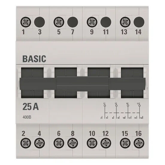 Трехпозиционный переключатель 4P 25А Basic