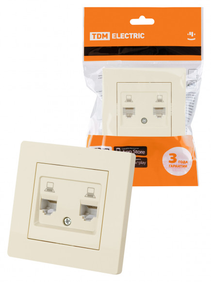 Розетка компьютерная двойная RJ45 сл. кость "Сенеж" TDM