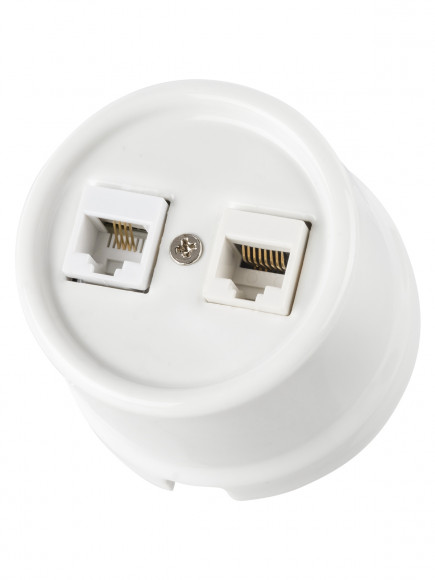 Розетка телефонная RJ11 + компьютерная RJ45 белая «Болонь» TDM Розетка телефонная RJ11 + компьютерная RJ45 белая «Болонь» TDM