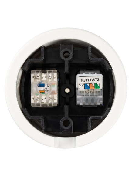 Розетка телефонная RJ11 + компьютерная RJ45 белая «Болонь» TDM Розетка телефонная RJ11 + компьютерная RJ45 белая «Болонь» TDM