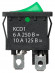 Выключатель клавишный KCD1-201N 250В AC/DC, 2P, 6А, (4с), ON-OFF, черный корпус, зеленая клавиша с LED подсветкой, Mini TDM