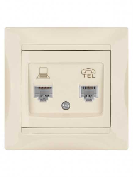 Розетка телефонная RJ11 + компьютерная RJ45 сл. кость "Лама" TDM