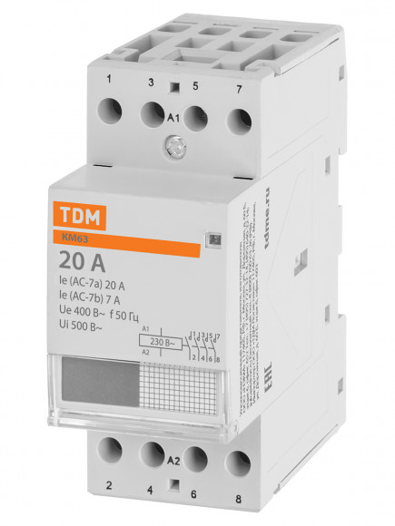 Контактор модульный КМ63/4-20 4НО TDM Контактор модульный КМ63/4-20 4НО TDM