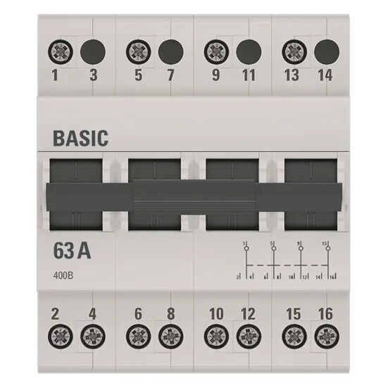 Трехпозиционный переключатель 4P 63А Basic