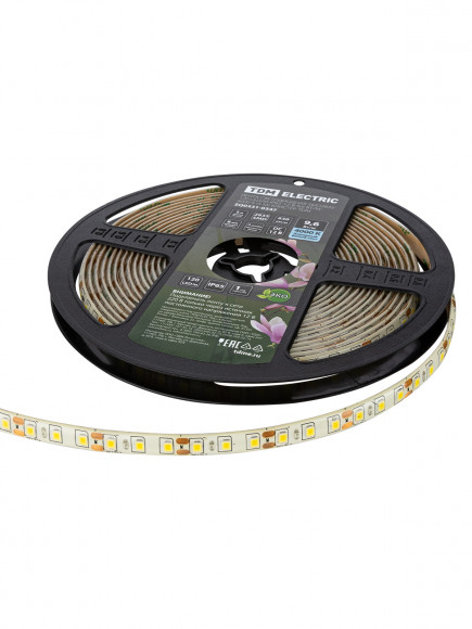 Лента светодиодная SMD2835-120 LED/м-IP65-12 В-9,6 Вт/м-4000 К (5 м) блистер TDM