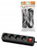 Удлинитель 4 гнезда, 1,5 метра, с/з, выкл., 10 А, 2300 Вт, черный, НАРОДНЫЙ У1-42056 (Ун1 421-0001)