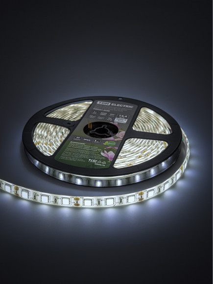 Лента светодиодная SMD5050-60 LED/м-IP65-12 В-14,4 Вт/м-6000 К (5 м) блистер TDM