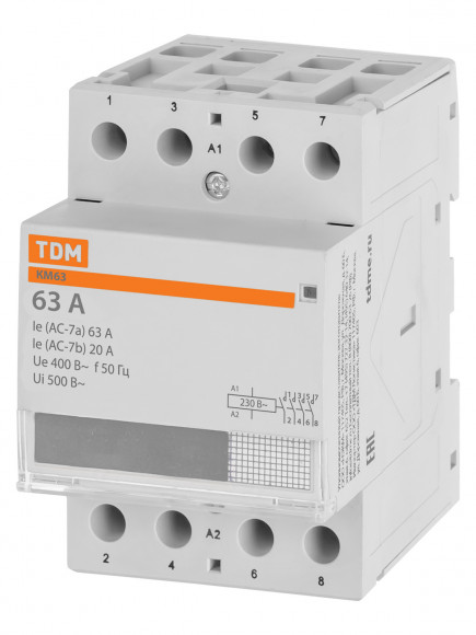 Контактор модульный КМ63/4-63 4НО TDM Контактор модульный КМ63/4-63 4НО TDM