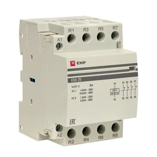 Контактор модульный КМ 25А 4NC (3 мод.) EKF PROxima Контактор модульный КМ 25А 4NC (3 мод.) EKF PROxima