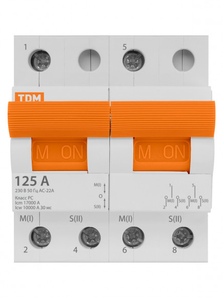 Модульный переключатель трехпозиционный МП-125 2P 125А TDM