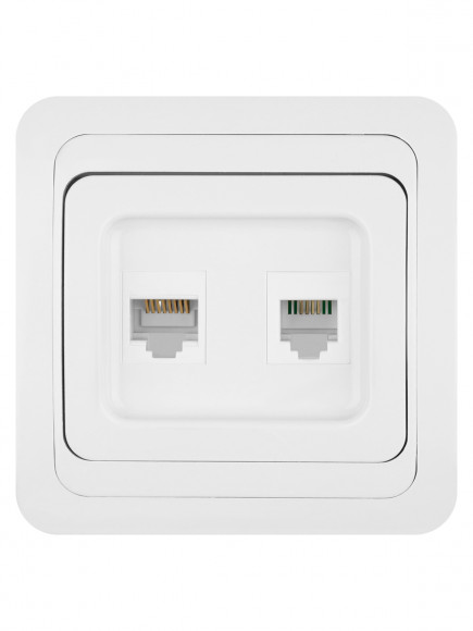 Розетка компьютерная RJ-45 + TФ (RJ-11) белая "Валдай" TDM