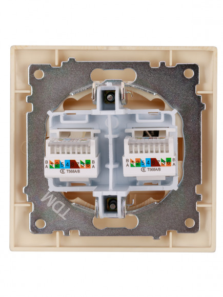 Розетка компьютерная двойная RJ45 сосна "Лама" TDM
