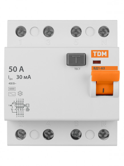 Устройство защитного отключения ВД1-63 4Р 50А 30мА TDM