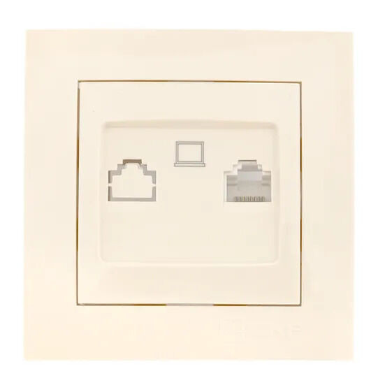 Валенсия розетка компьютерная RJ-45 1-местная кремовая EKF PROxima