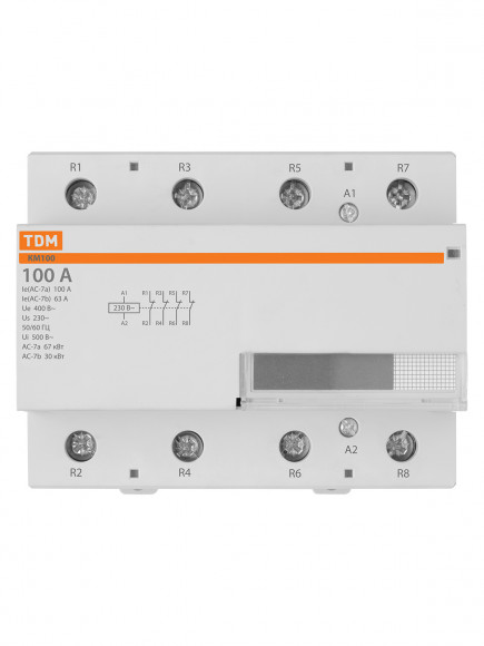 Контактор модульный КМ100/4-100 4НЗ TDM Контактор модульный КМ100/4-100 4НЗ TDM
