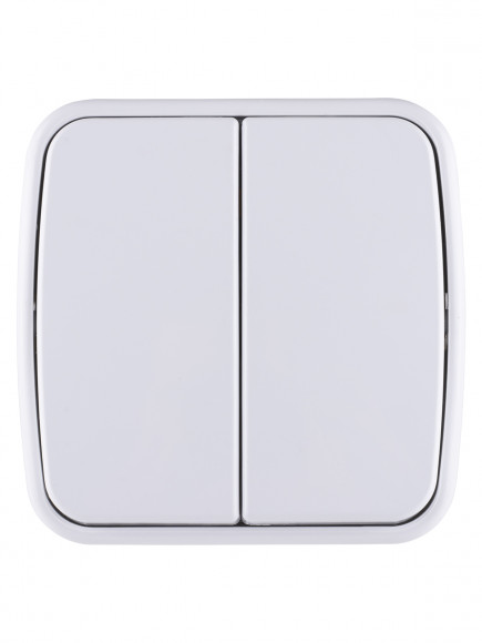 Выключатель 2-кл. открытой установки IP20 10А, белый "Дача" Народная