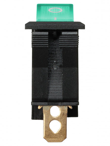 Выключатель клавишный KCD3-101N/B 250В AC/DC, 1P, 15А, (3с), ON-OFF, черный корпус, зеленая клавиша с LED подсветкой TDM