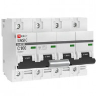 Автоматический выключатель 4P 100А (C) 10kA ВА 47-100 EKF Basic