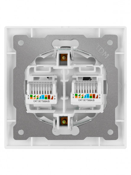 Розетка компьютерная двойная RJ45 белая "Лама" TDM