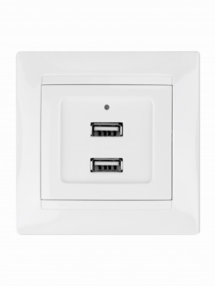 Розетка 2USB порт 2,1А 5В белая "Лама" TDM Розетка 2USB порт 2,1А 5В белая "Лама" TDM