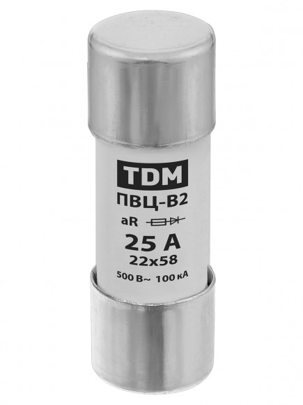 Плавкая вставка ПВЦ-B2 22х58 aR (быстродействующая) 25А TDM