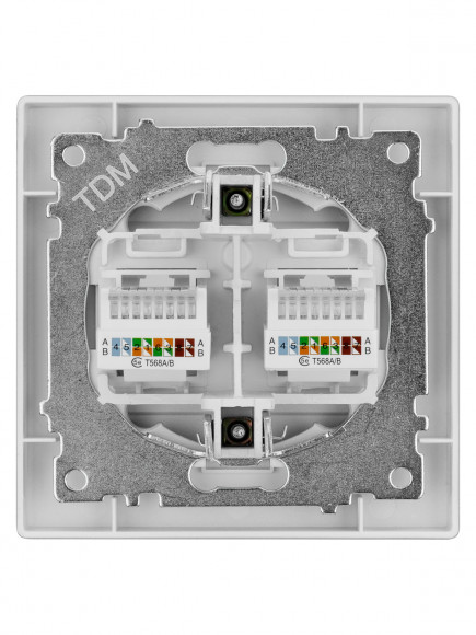 Розетка компьютерная двойная RJ45 серебр. металлик "Сенеж" TDM
