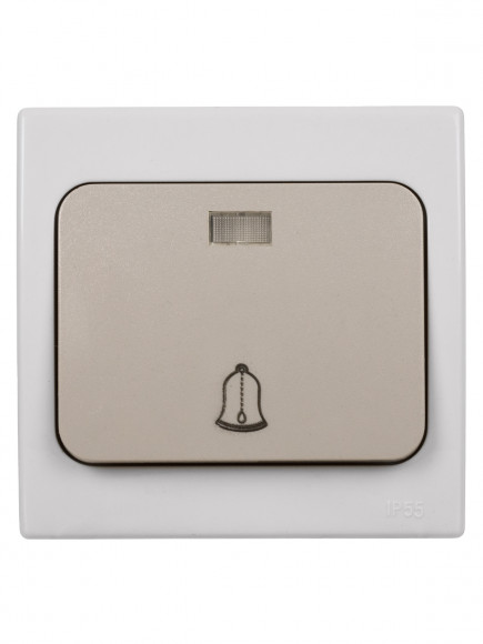 Кнопка звонковая с подсветкой скрытой установки IP54 6A серая "Вуокса" TDM
