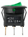 Выключатель клавишный круглый KCD2-101N 12В AC/DC, 1P, 20А, (3с), ON-OFF, черный корпус, зеленая клавиша с LED подсветкой TDM