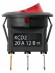 Выключатель клавишный круглый KCD2-101N 12В AC/DC, 1P, 20А, (3с), ON-OFF, черный корпус, красная клавиша с LED подсветкой TDM