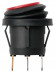 Выключатель клавишный круглый KCD2-101N/FS 250В AC/DC, 1P, 6А, (3с), ON-OFF, черный корпус, красная клавиша с LED подсветкой, IP54 TDM