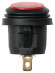 Выключатель клавишный круглый KCD2-101N/FS 250В AC/DC, 1P, 6А, (3с), ON-OFF, черный корпус, красная клавиша с LED подсветкой, IP54 TDM