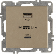L/K Механизм Розетка USB + Type C, Arvia, (титан)