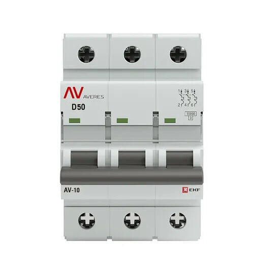 Выключатель автоматический AV-10 3P 50A (D) 10kA EKF AVERES