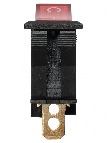 Выключатель клавишный KCD3-101N/B 250В AC/DC, 1P, 15А, (3с), ON-OFF, черный корпус, красная клавиша с LED подсветкой TDM