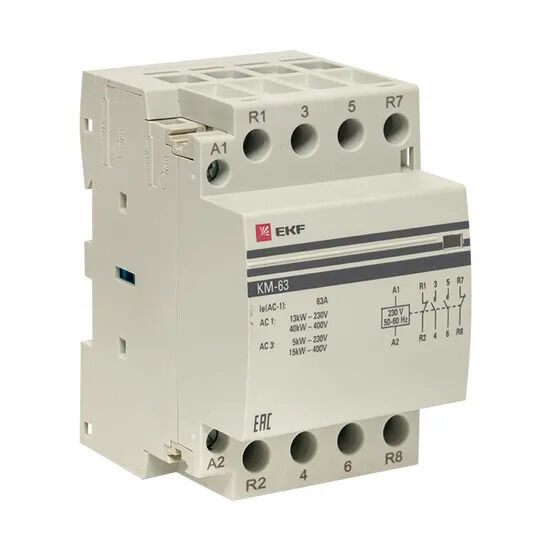 Контактор модульный КМ 63А 2NО+2NC (3 мод.) EKF PROxima Контактор модульный КМ 63А 2NО+2NC (3 мод.) EKF PROxima
