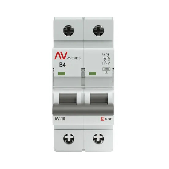 Выключатель автоматический AV-10 2P 4A (B) 10kA EKF AVERES